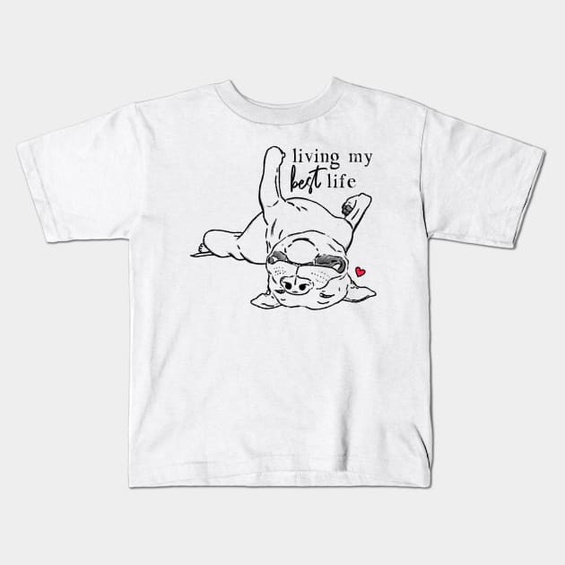 Funny Pitbull Living Best Life Kids T-Shirt by sockdogs